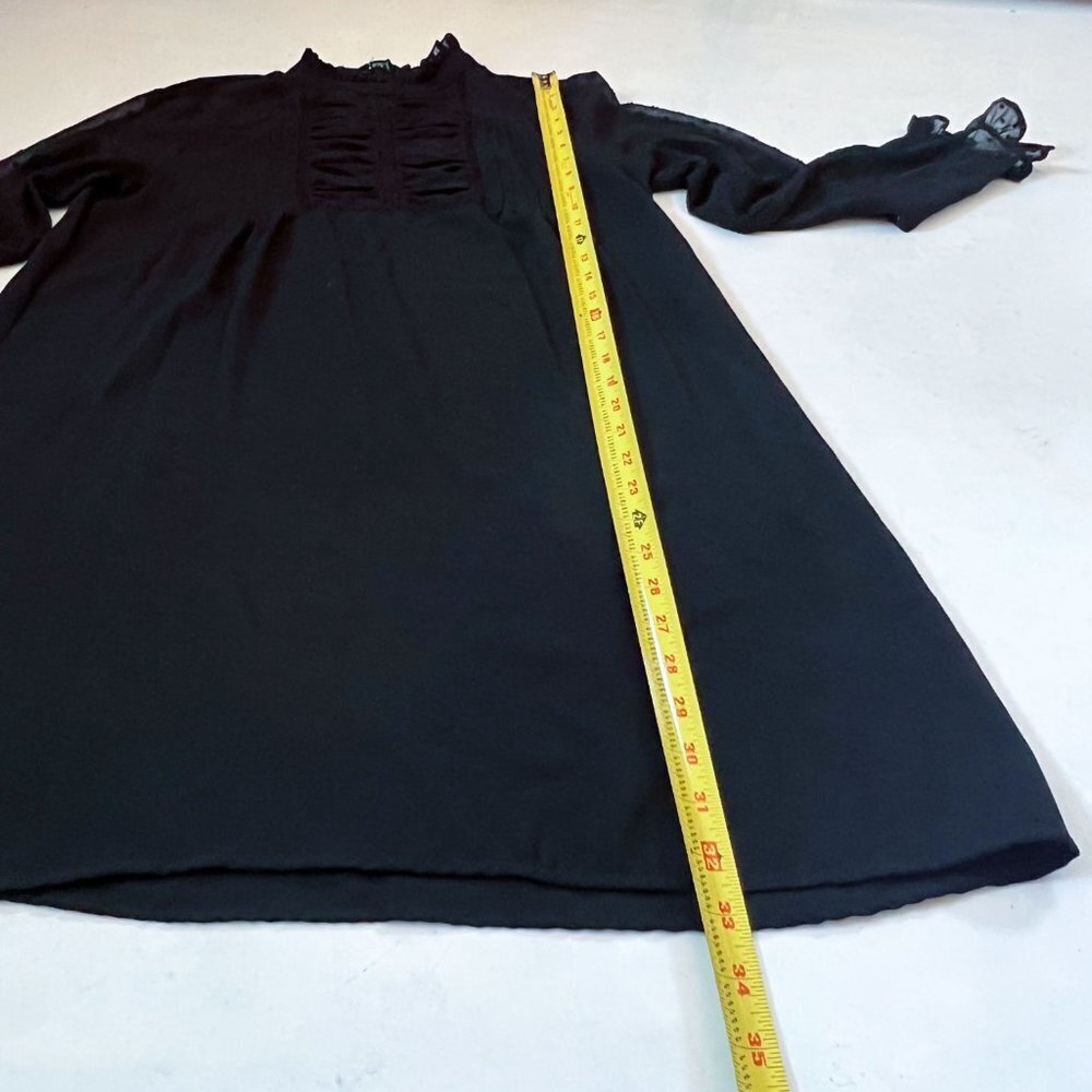 Zara Shift mini Dress with Ruffle front and Sheer Dot Sleeves Party Dress - Picture 10 of 10